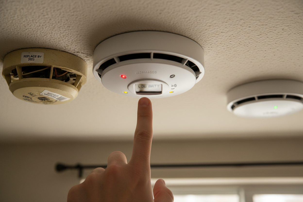Problem photo – Don't ignore that chirping or alarming smoke or carbon monoxide detector; learn to differentiate between low battery warnings, end-of-life signals, and true emergencies to keep your home safe.